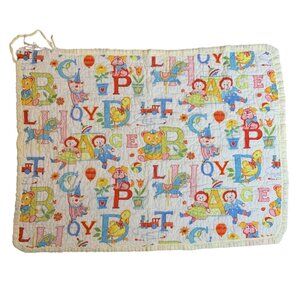70s Alphabet Baby Quilt Raggedy Ann Andy Multicolor Illustrations Ruffle Trim